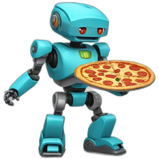 Robot eating pizza emoji