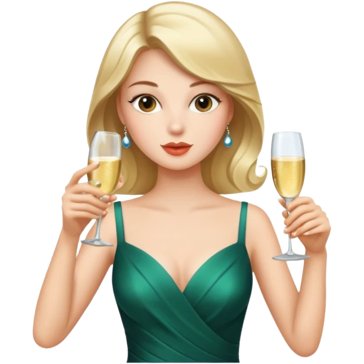 elegant model sipping champagne, hyper realistic emoji