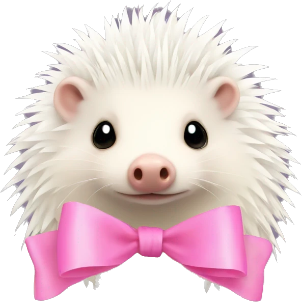 Albino hedgehog with a pink bow emoji