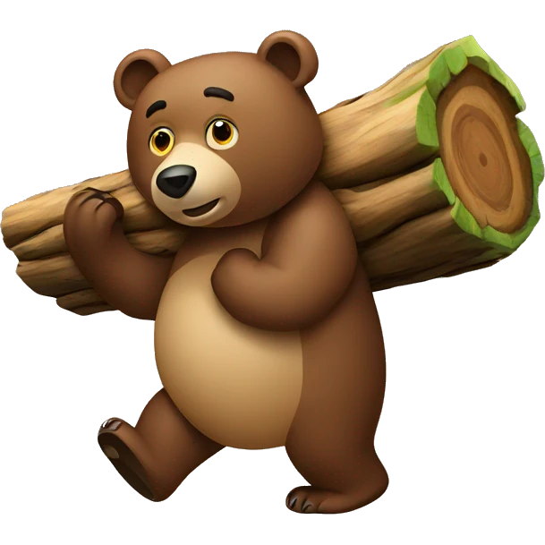 bear (animal) carrying log overhead emoji