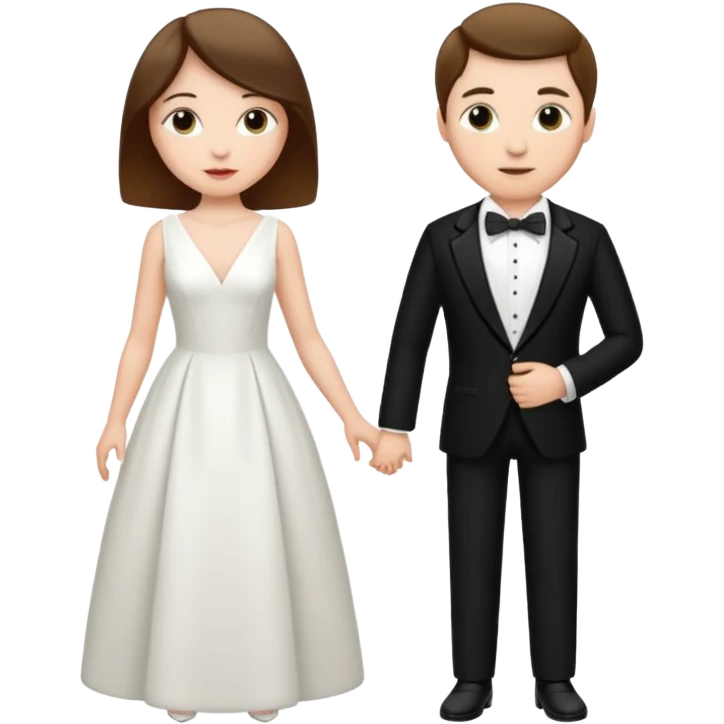 A woman in a white dress and a man in a tuxedo emoji