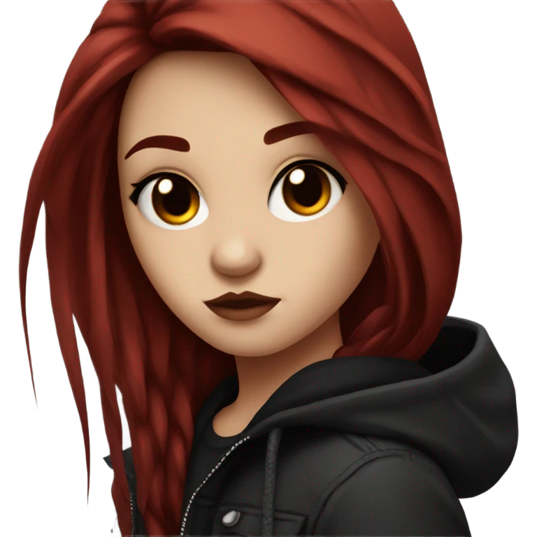 Emo girl with dark red hair and black eyeliner  emoji