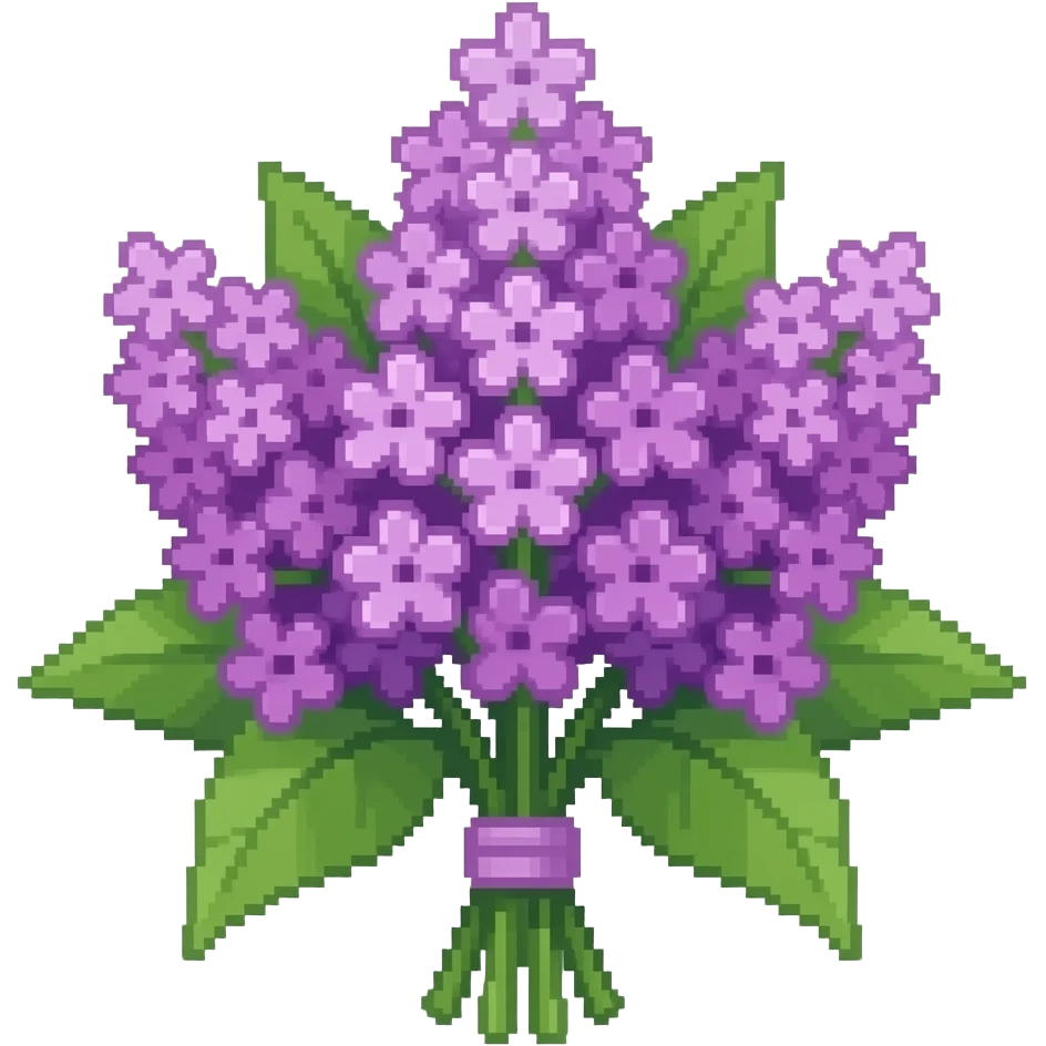 Lilacs bouquet, pixelated emoji