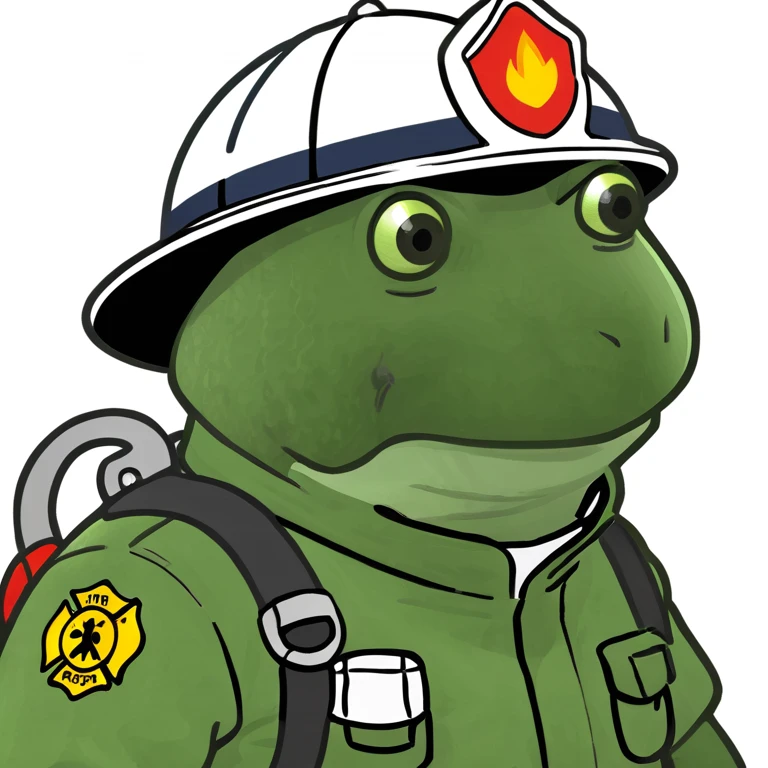 bufo in a fire fighter suit emoji