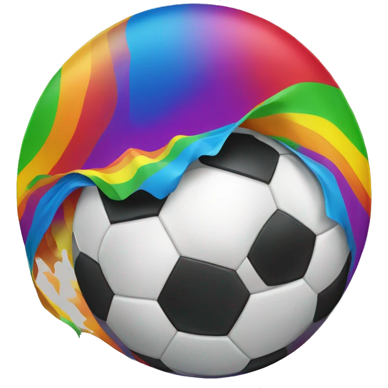 soccer ball with rainbow emoji