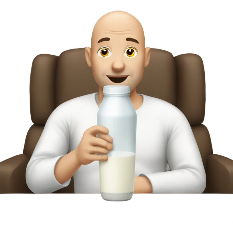 Bald man drinking milk emoji