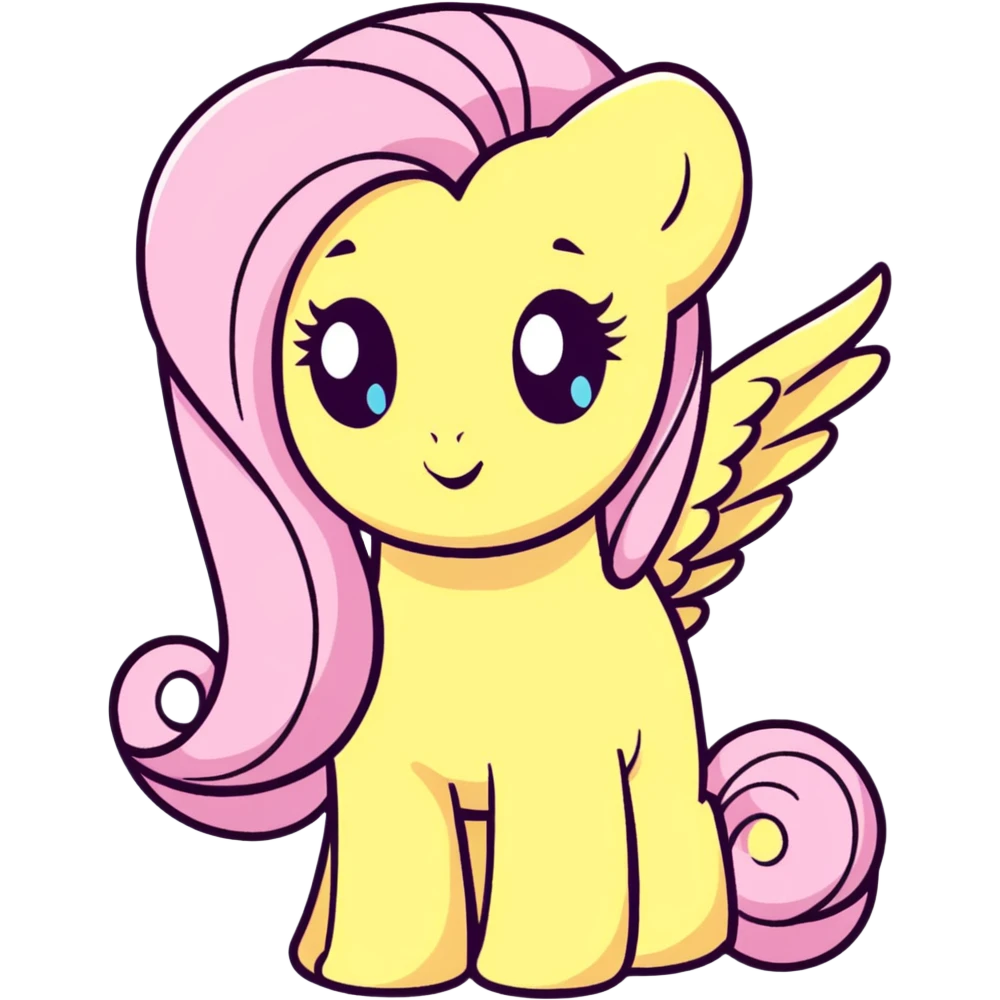 cute cartoon sticker of Fluttershy in pastel colors emoji