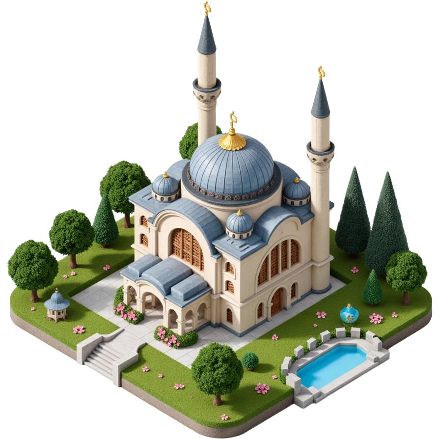 Isometric illustration of Istanbul, featuring photorealistic Hagia Sophia emoji