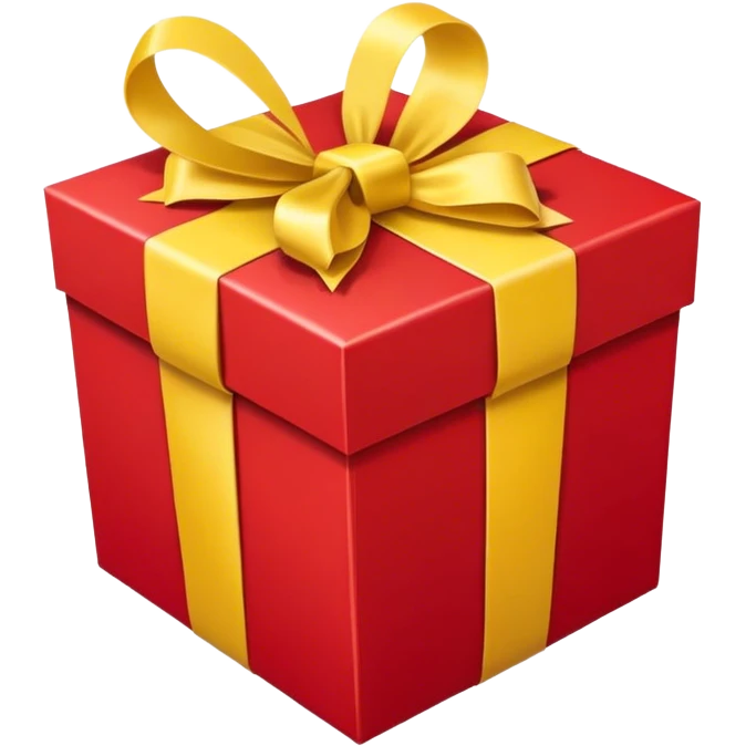 Front-facing upright red gift box with a yellow ribbon and a centered bow. emoji