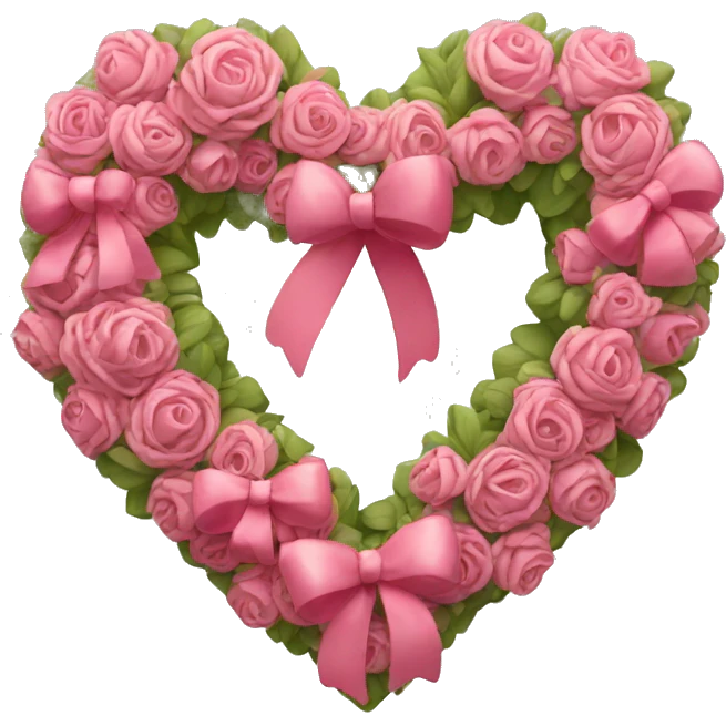 Heart wreath with beautiful bow emoji