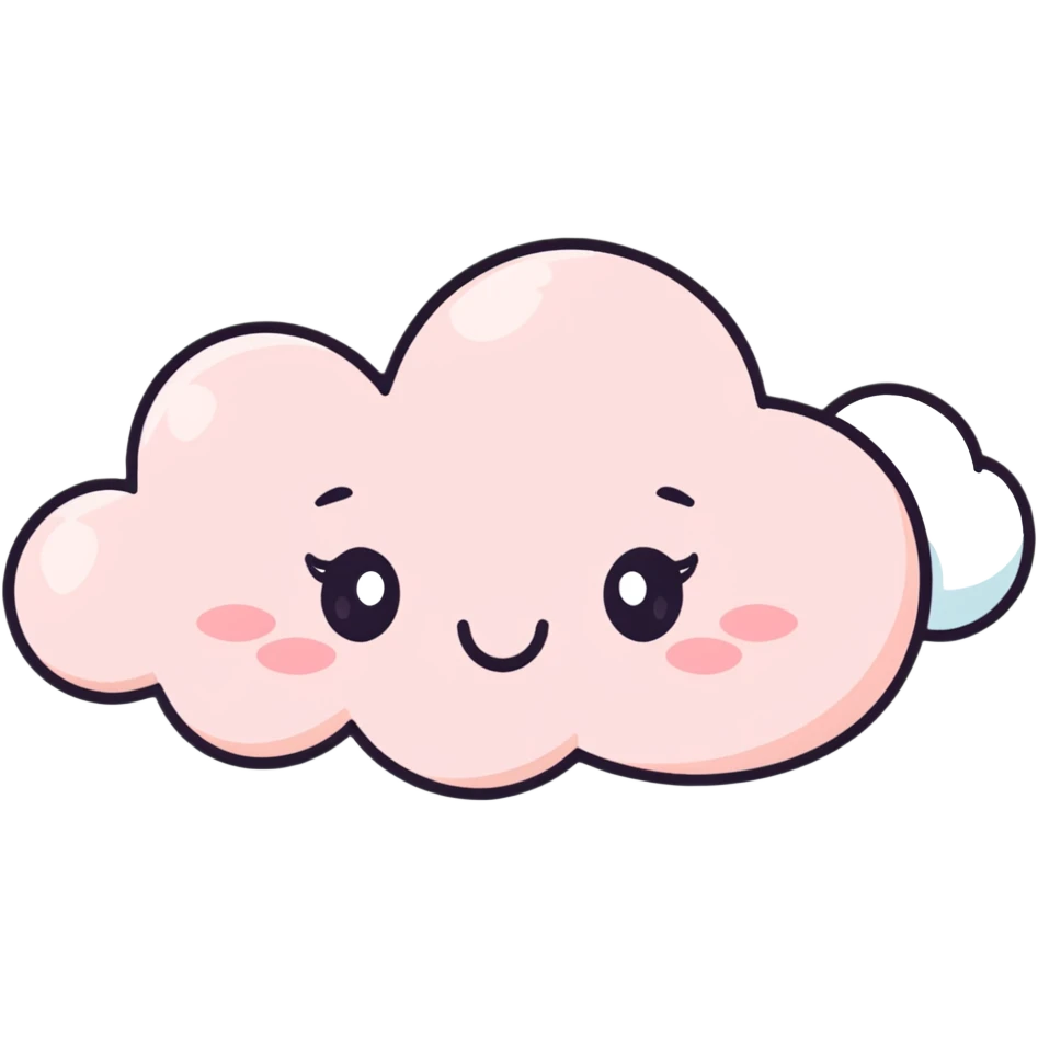 soft kawaii cloud with cute blush and eyelashes emoji