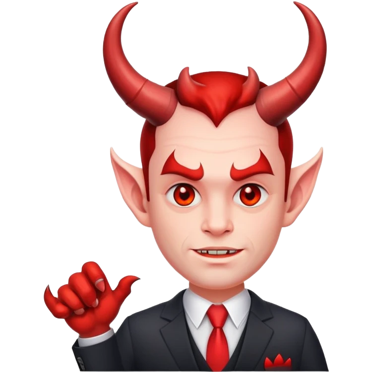 devil businessman with horns and suit selling courses emoji