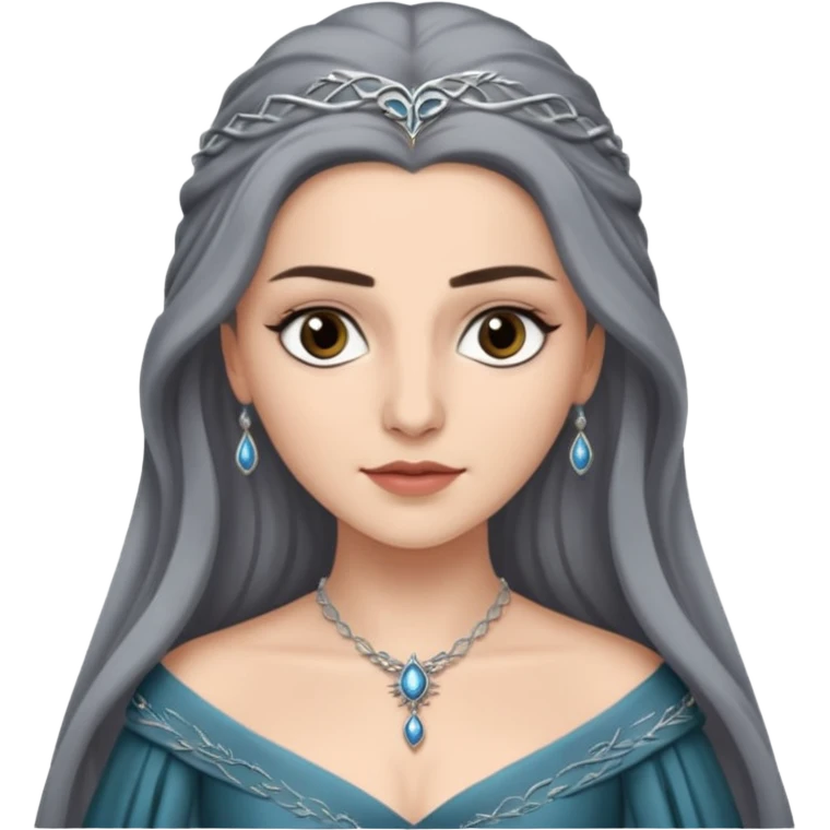Hande Erçel as a lady from game of thrones from Starfall. Her eyes are gray. emoji