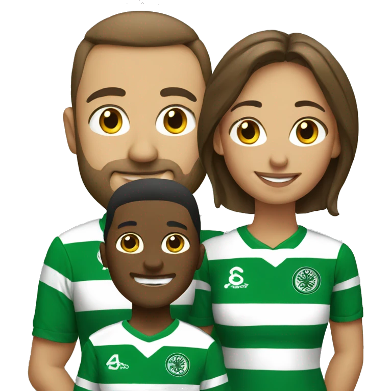 Family wearing Celtic football tops emoji