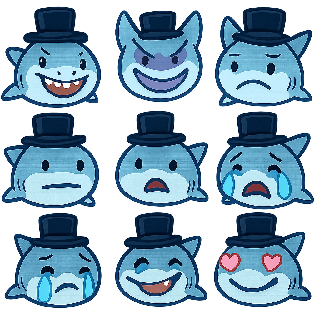 Shark with a top hat emoji