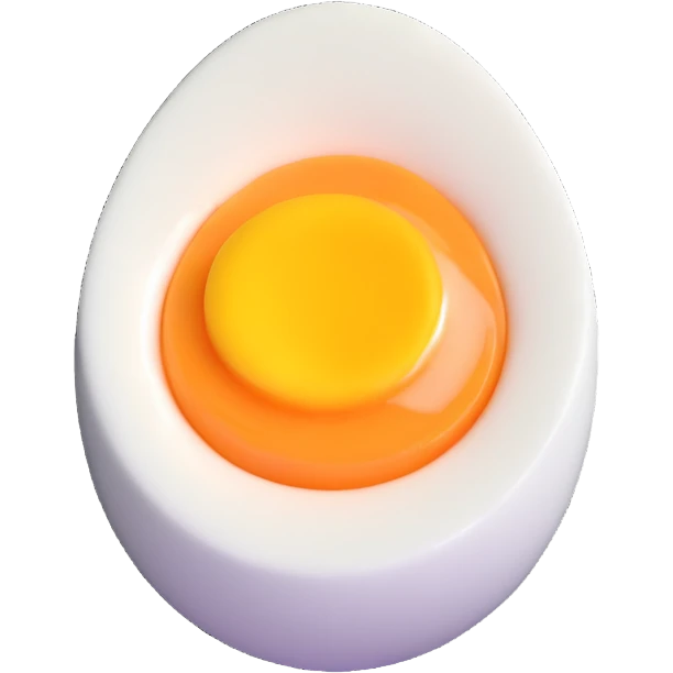 halved soft-boiled egg, clean, minimal, cute, well-lit, soft shadow, white background emoji