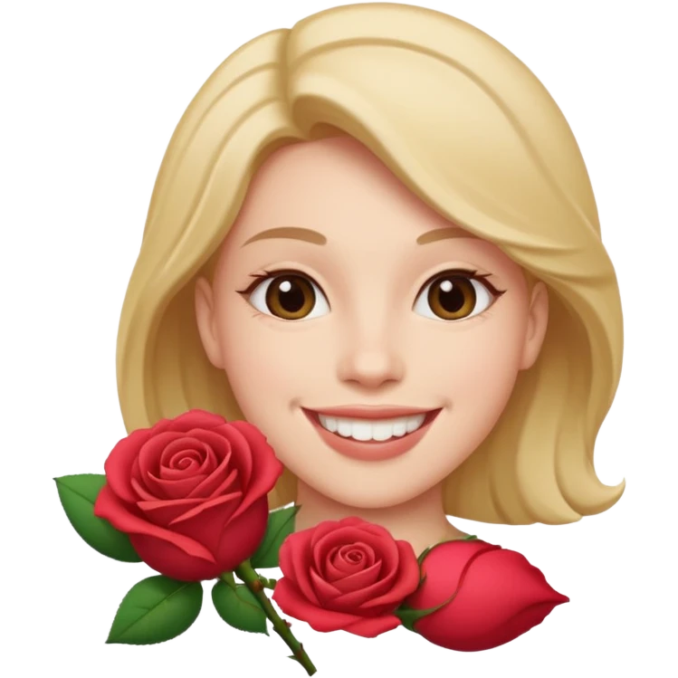 Smile with rose in mouth emoji