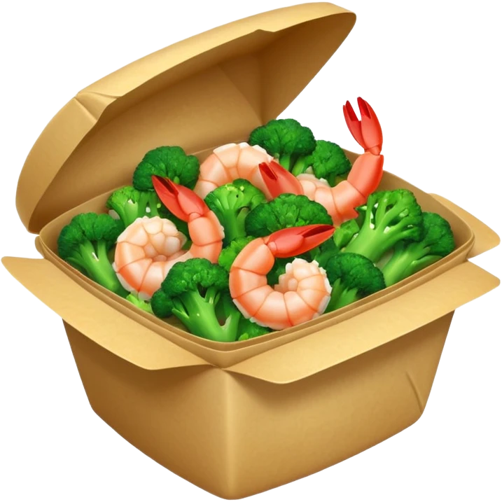 Shrimp and broccoli Chinese takeout emoji