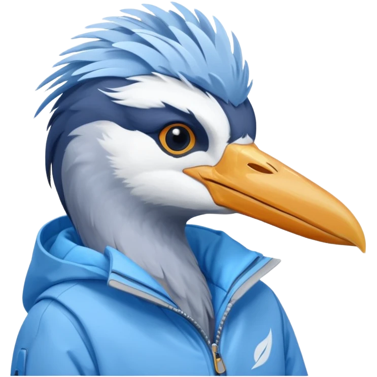  bird heron wearing a ski jacket  emoji