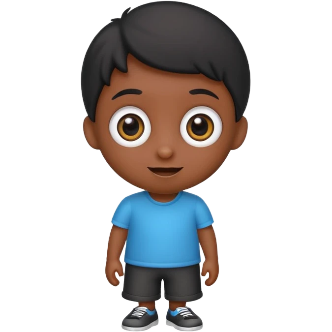 miniature black character cheerful big eyes emoji