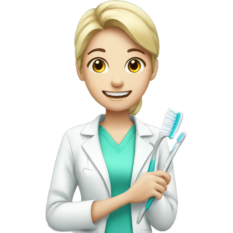 dentist girl with a toothbrush in his hand emoji