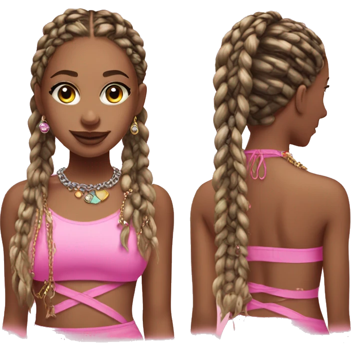Emoji with stunning beauty boxbraids with jewelry and a pink swim suit  emoji