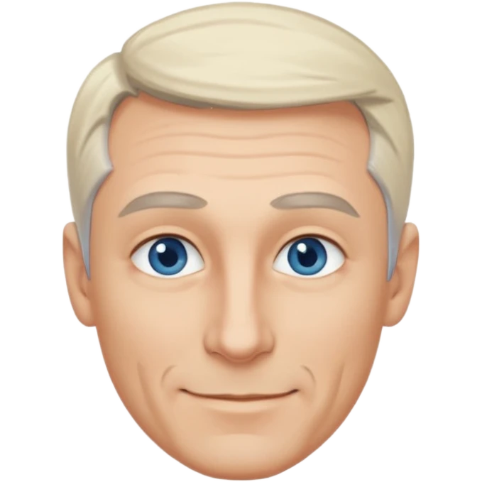 Avatar pic male gray hair blue eyes clean shaven blonde eyebrows high cheekbones sly smile long eyelashes emoji
