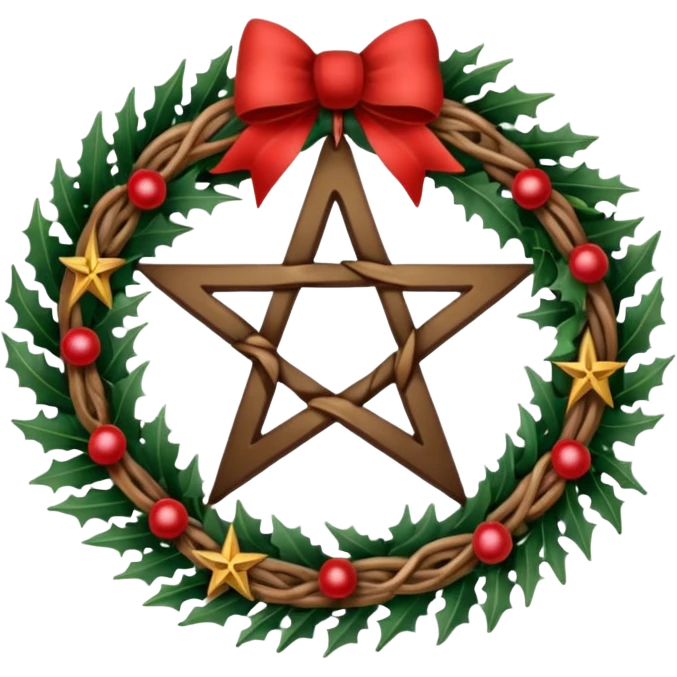 Christmas wreath with pentacle in the center emoji