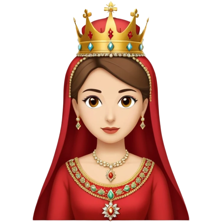Ottoman queen with red dress and crown, imperial Turkish royal attire emoji