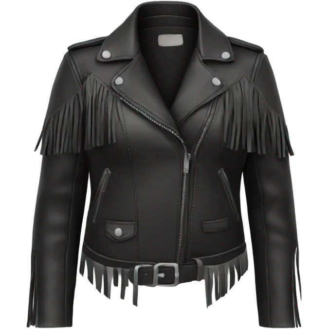 women’s black leather jacket with fringe emoji