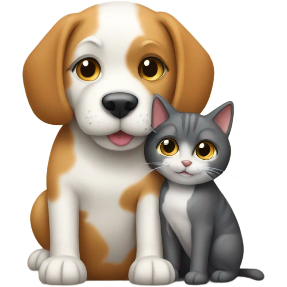 a dog hugs the cat emoji