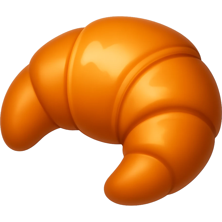 Create another croissant in the style of Apple emojis, with no background. The style is apple emoji style, concise prompt. emoji