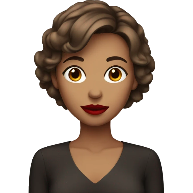 women with brown short hair with red lips emoji