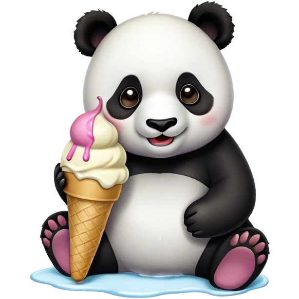 Panda eating ice cream emoji
