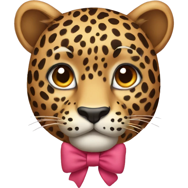 leopard wearing bow emoji