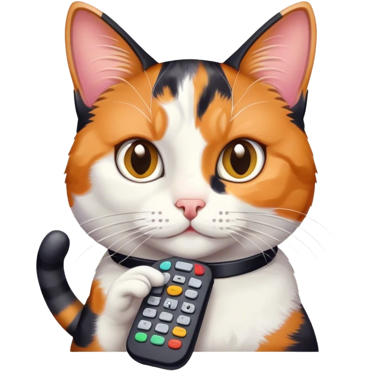 A Cat holding a tv remote emoji