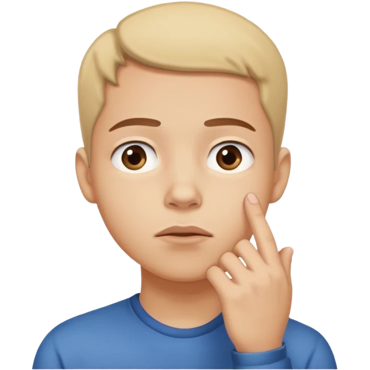 Person hesitating, looking up with hand on chin. Cartoon style. emoji