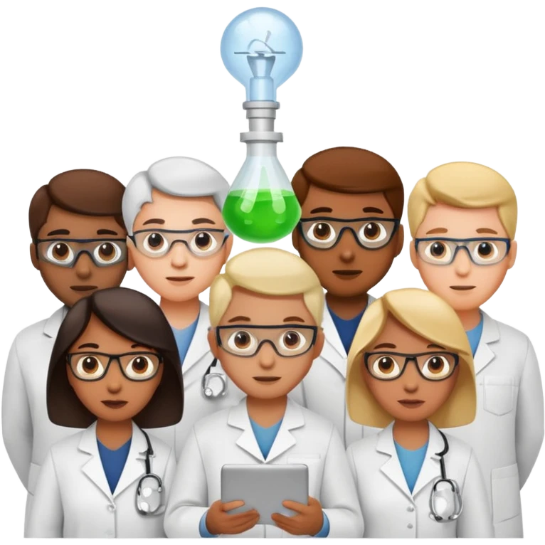 group of scientists and engineers working together on innovation emoji