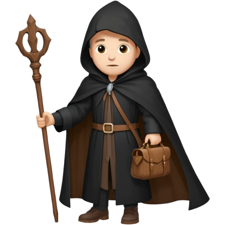 A wandering philosopher in a long black cloak with a staff emoji