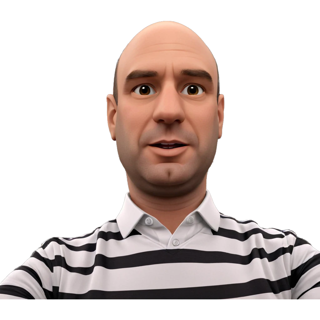 bald male in striped shirt emoji