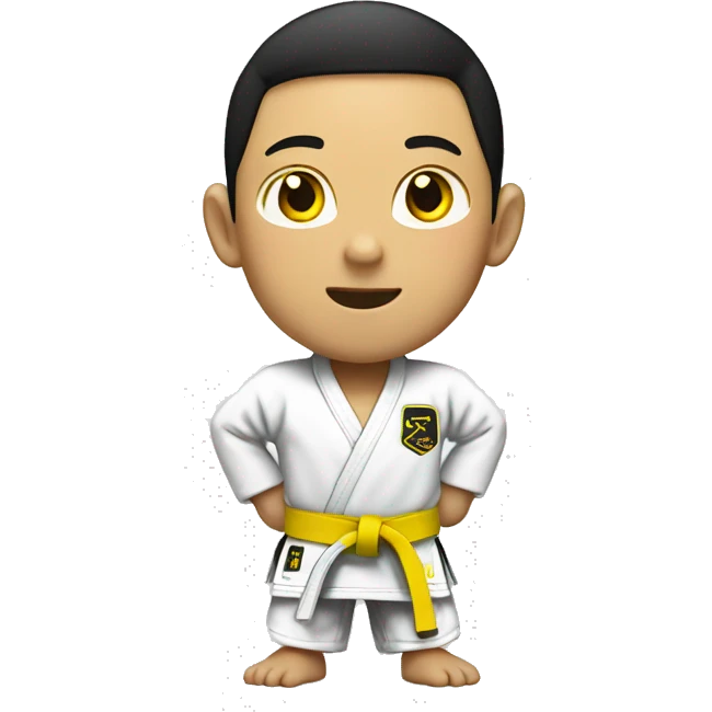 Full body Asian boy wearing jiujitsu gi with a yellow belt  emoji