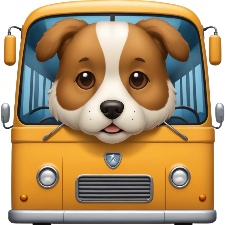 a bus with dog`s head emoji