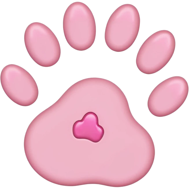 simple cat paw, cute feline foot with pink paw pads emoji