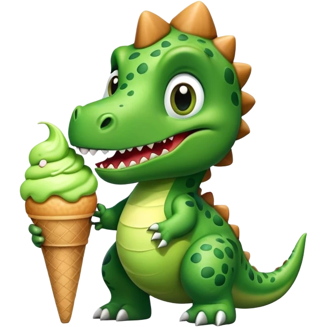 Dino with an ice cream emoji