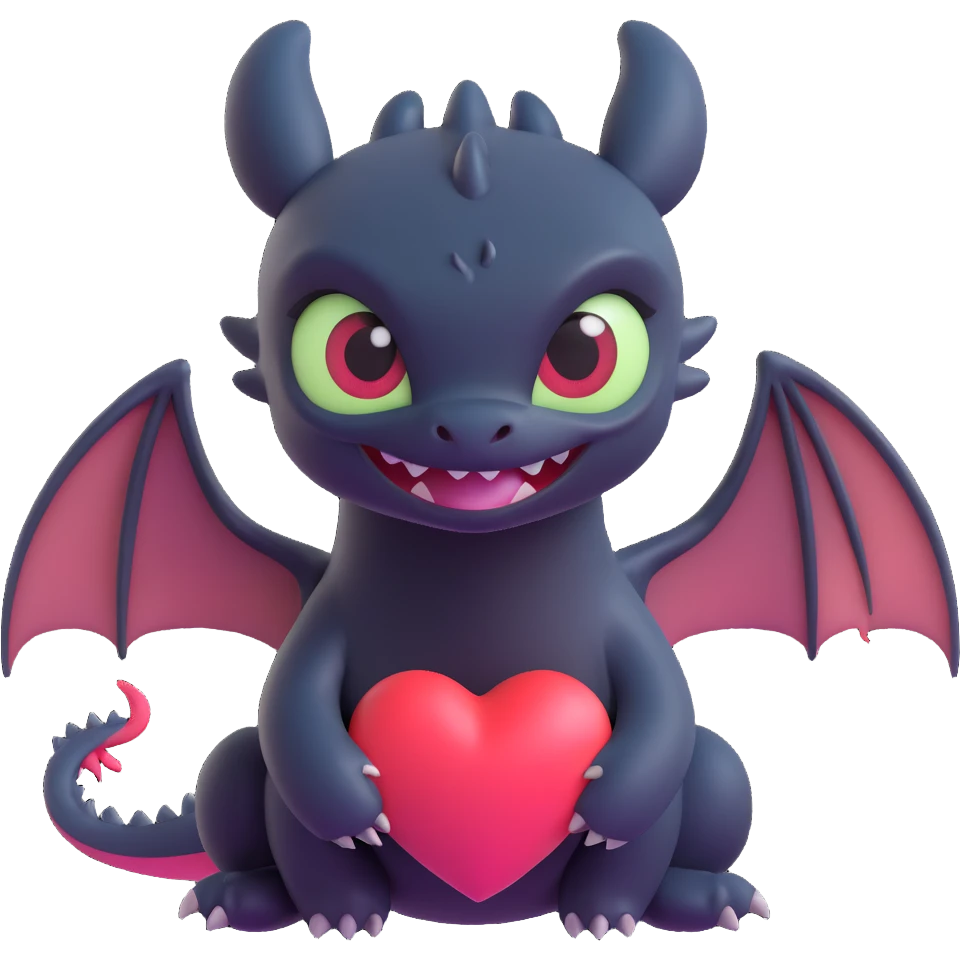 Toothless dragon inspired by How to Train Your Dragon, cute and expressive, heart eyes expression, perfect for Twitch emoji emoji