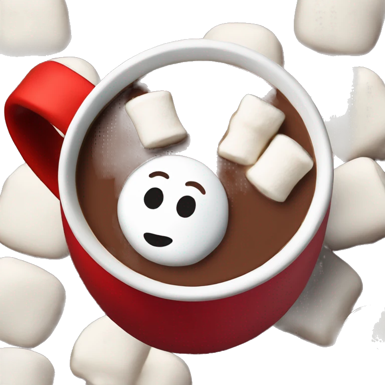 Hot chocolate with marshmallows Christmas themed red cup without faces  emoji
