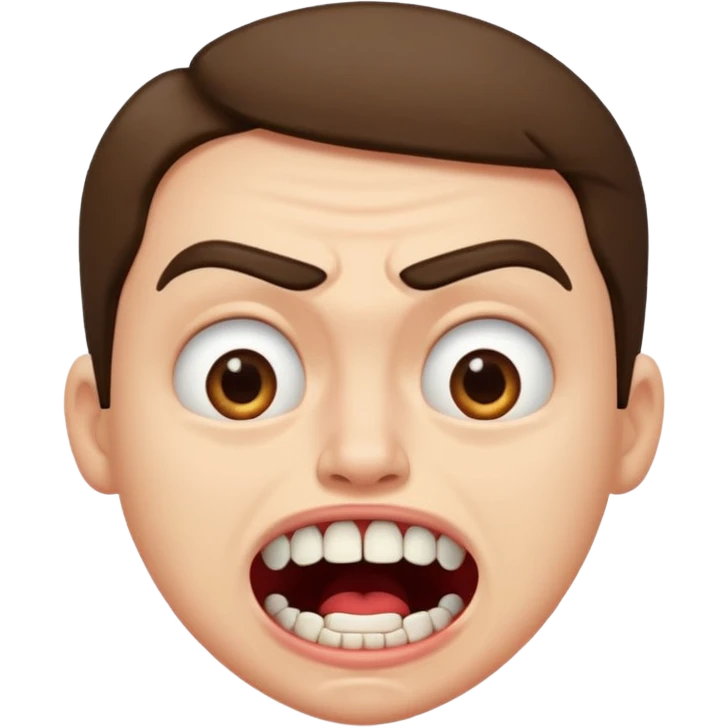 
A disgusted face, with one eyebrow raised and the mouth open emoji
