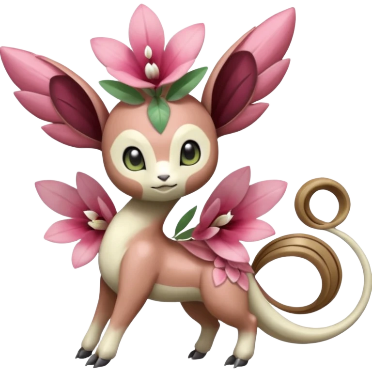 Cute Romantic Realistic  Floral Meloetta-Palkia-Digimon-Pokémon-Fakémon-hybrid-fusion, full body emoji
