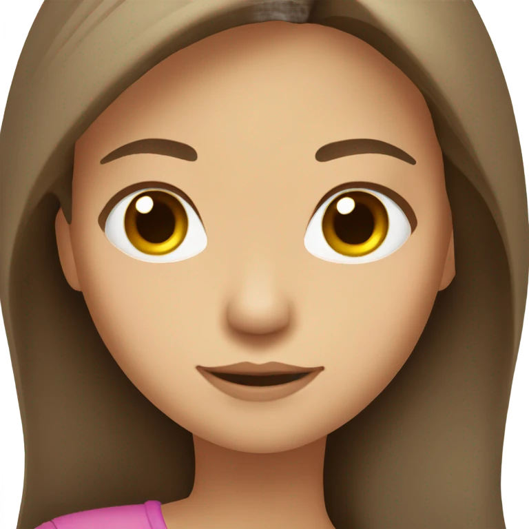 girl shoulder length brown hair brown eyes emoji