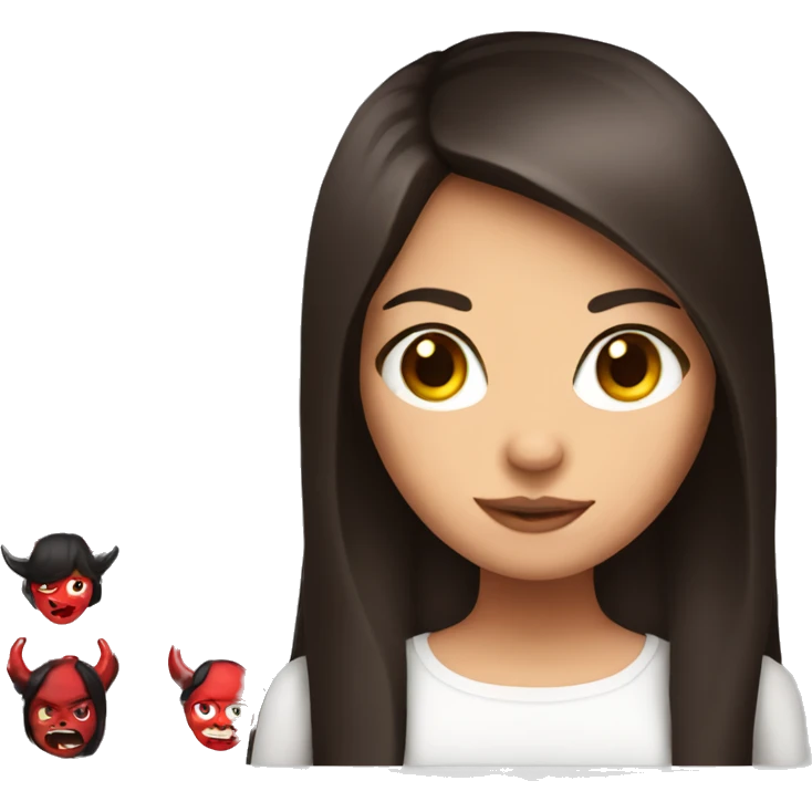 brunette girl with devil horns emoji